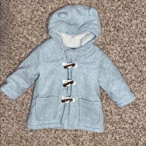 6-12M unisex Baby Gap gray hooded pea coat.